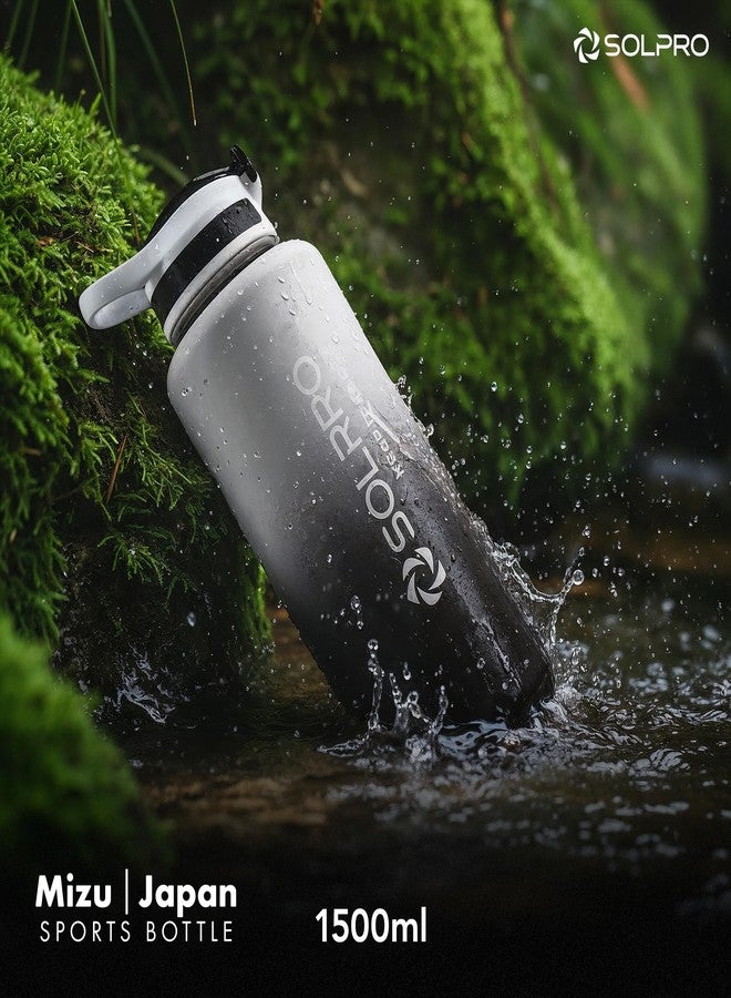 Solpro Mizu Japan Sipper Water Bottle 1500 ml, Leakproof BPA Free Sipper Water bottle, 1.5 litre sipper for men women adults, Water Bottle for Gym, Travel, Workout, School, College (White/Black) - Image 3